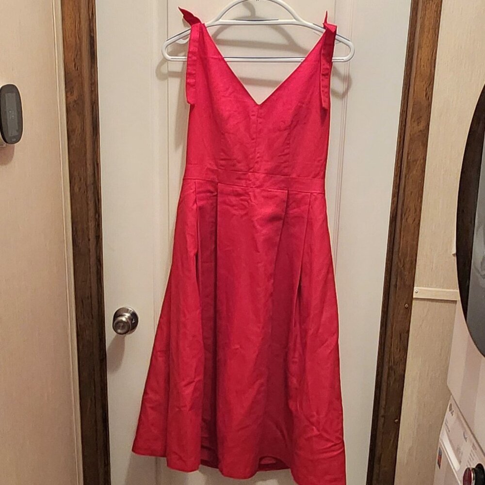 Ann Taylor Linen/cotton blend red dress